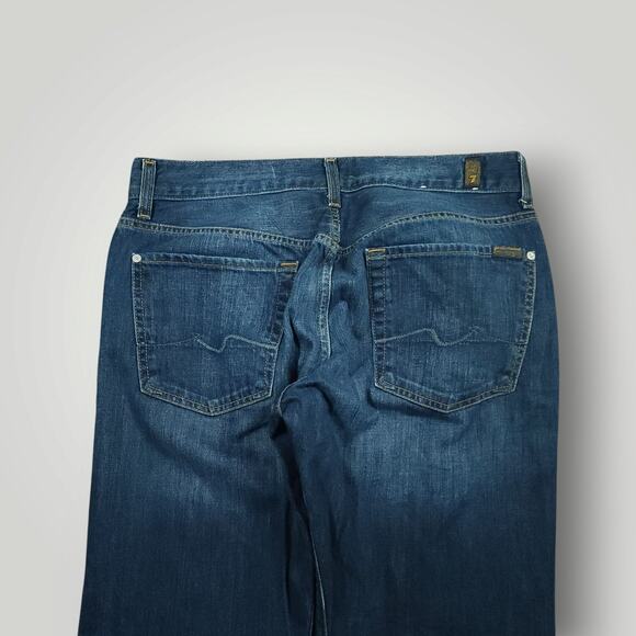7 For All Mankind Jeans Mens 34 Standard Button Fly Straight Leg Whiskering - Picture 4 of 13